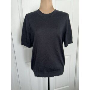 J.Crew Womens Short Sleeve Cotton Crewneck Sweater in Black Size M CF384